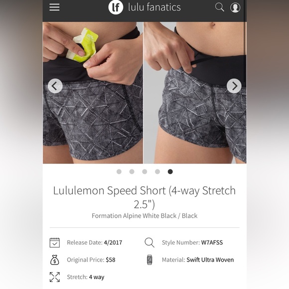 Lululemon Speed Short Size 6, Length 2.5”, Formation Alpine White/Black - Picture 9 of 9